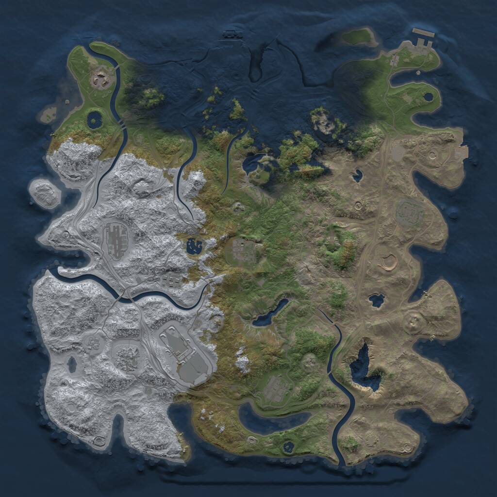 Rust Map: Procedural Map, Size: 4500, Seed: 800071545, 16 Monuments