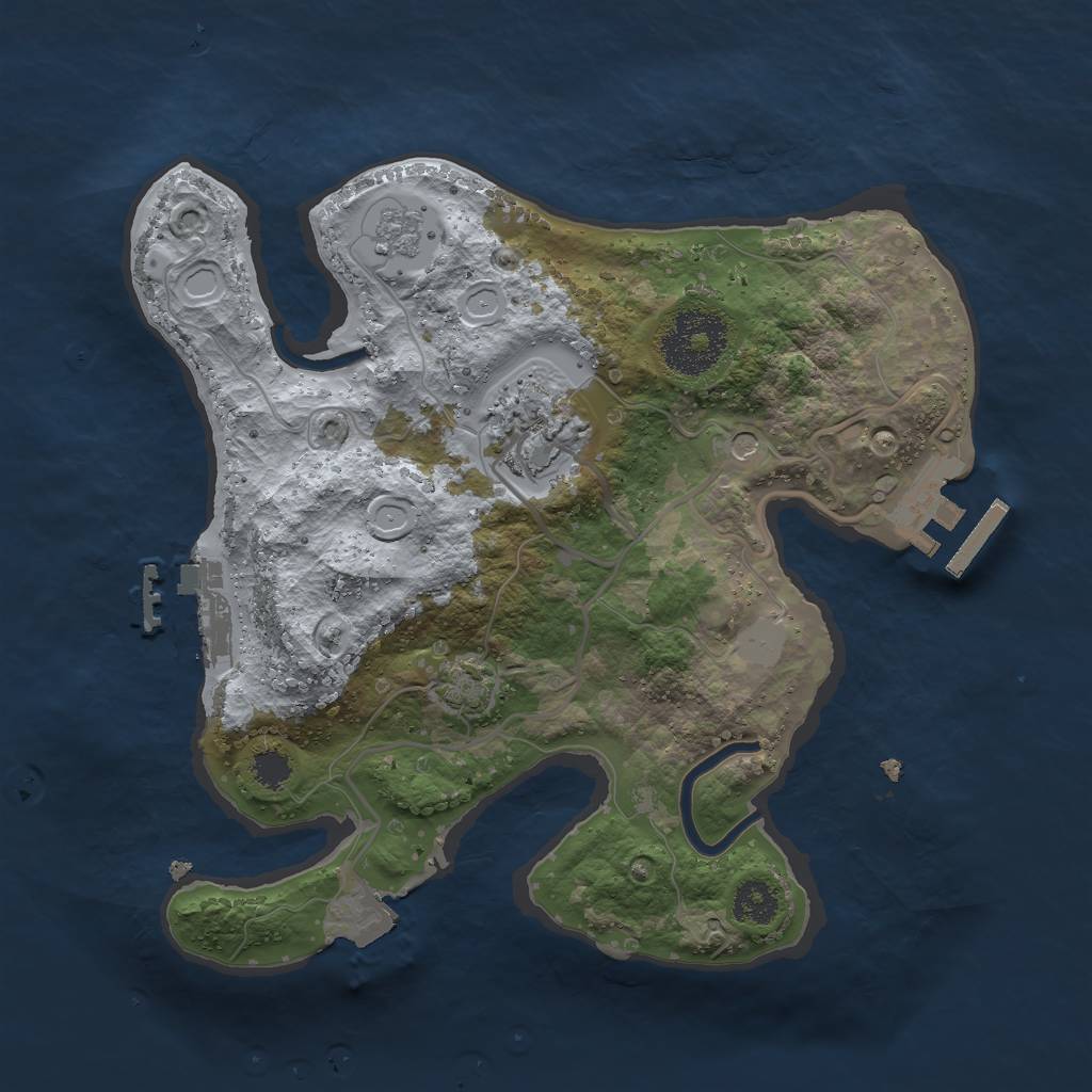 Rust Map: Procedural Map, Size: 2500, Seed: 2082067520, 9 Monuments