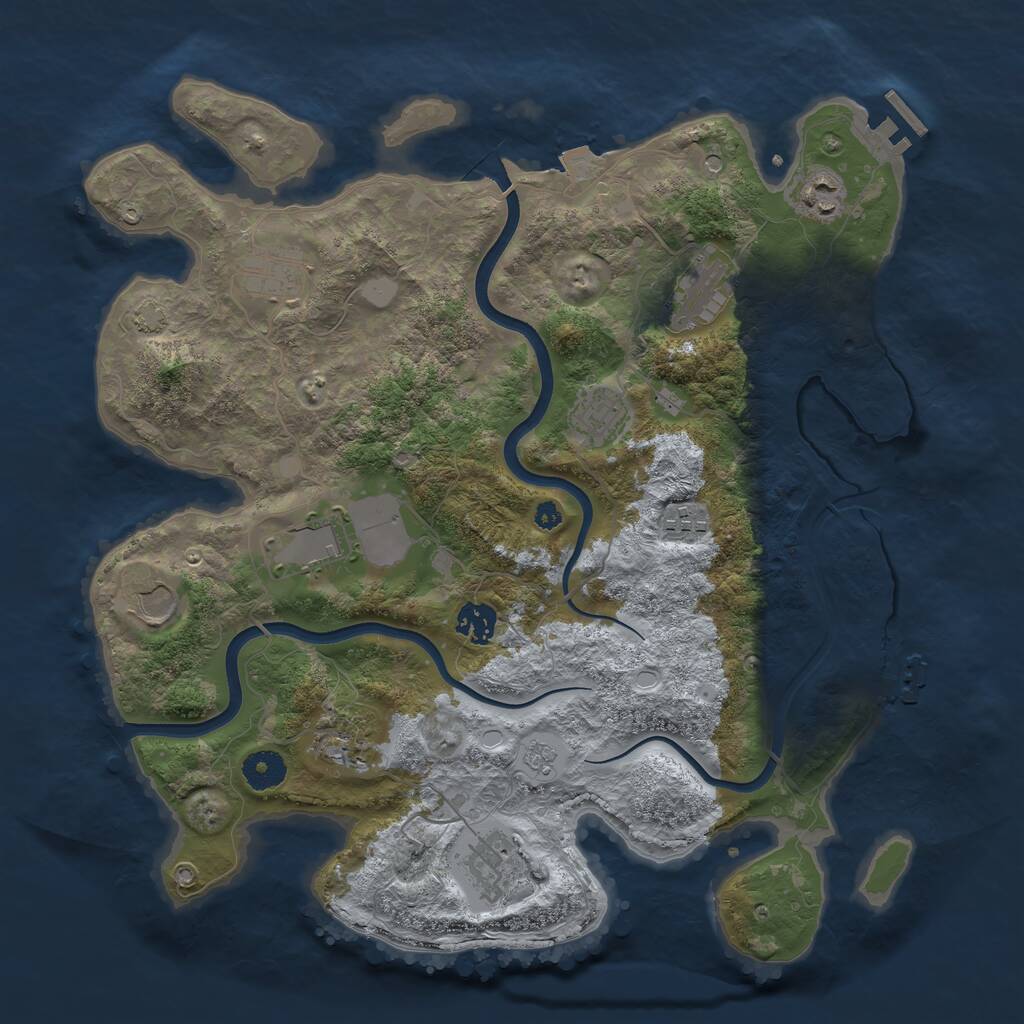 Rust Map: Procedural Map, Size: 3750, Seed: 364288840, 16 Monuments