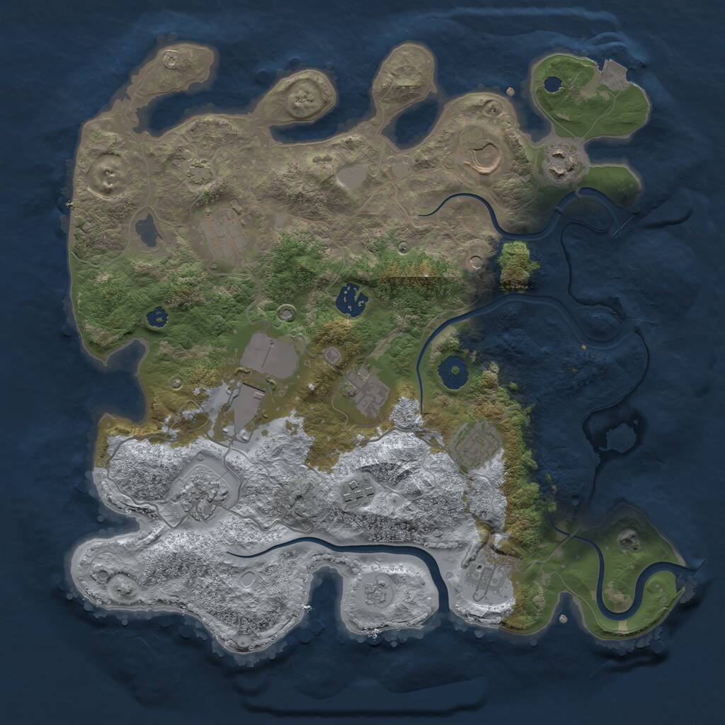 Rust Map: Procedural Map, Size: 3500, Seed: 483076857, 14 Monuments