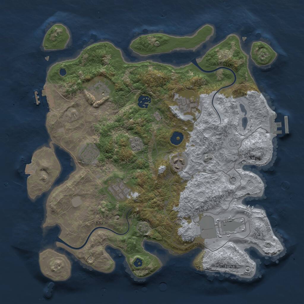 Rust Map: Procedural Map, Size: 3500, Seed: 1018347324, 14 Monuments