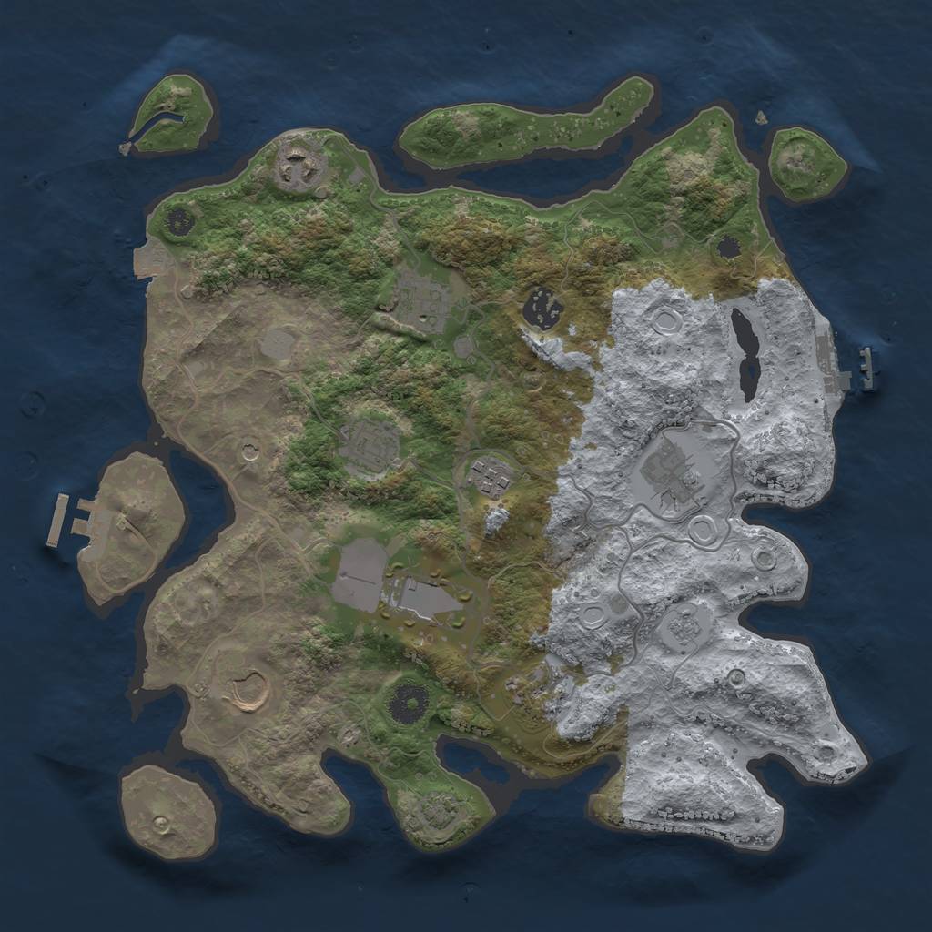 Rust Map: Procedural Map, Size: 3500, Seed: 1018347324, 17 Monuments