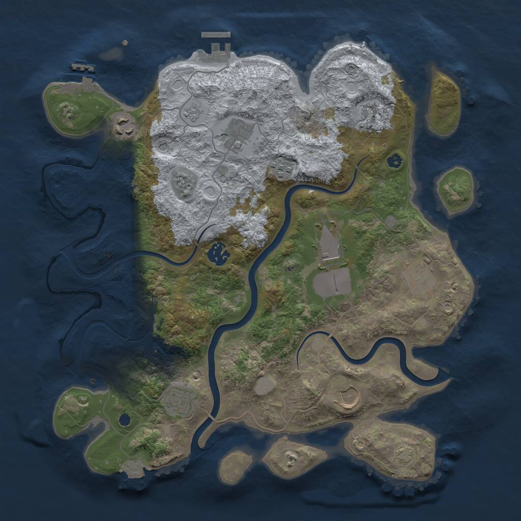 Rust Map: Procedural Map, Size: 3600, Seed: 5005, 15 Monuments