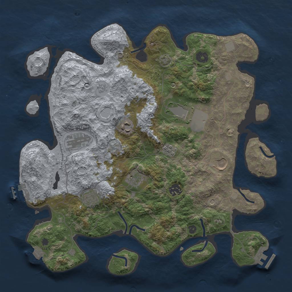 Rust Map: Procedural Map, Size: 3600, Seed: 628827356, 16 Monuments