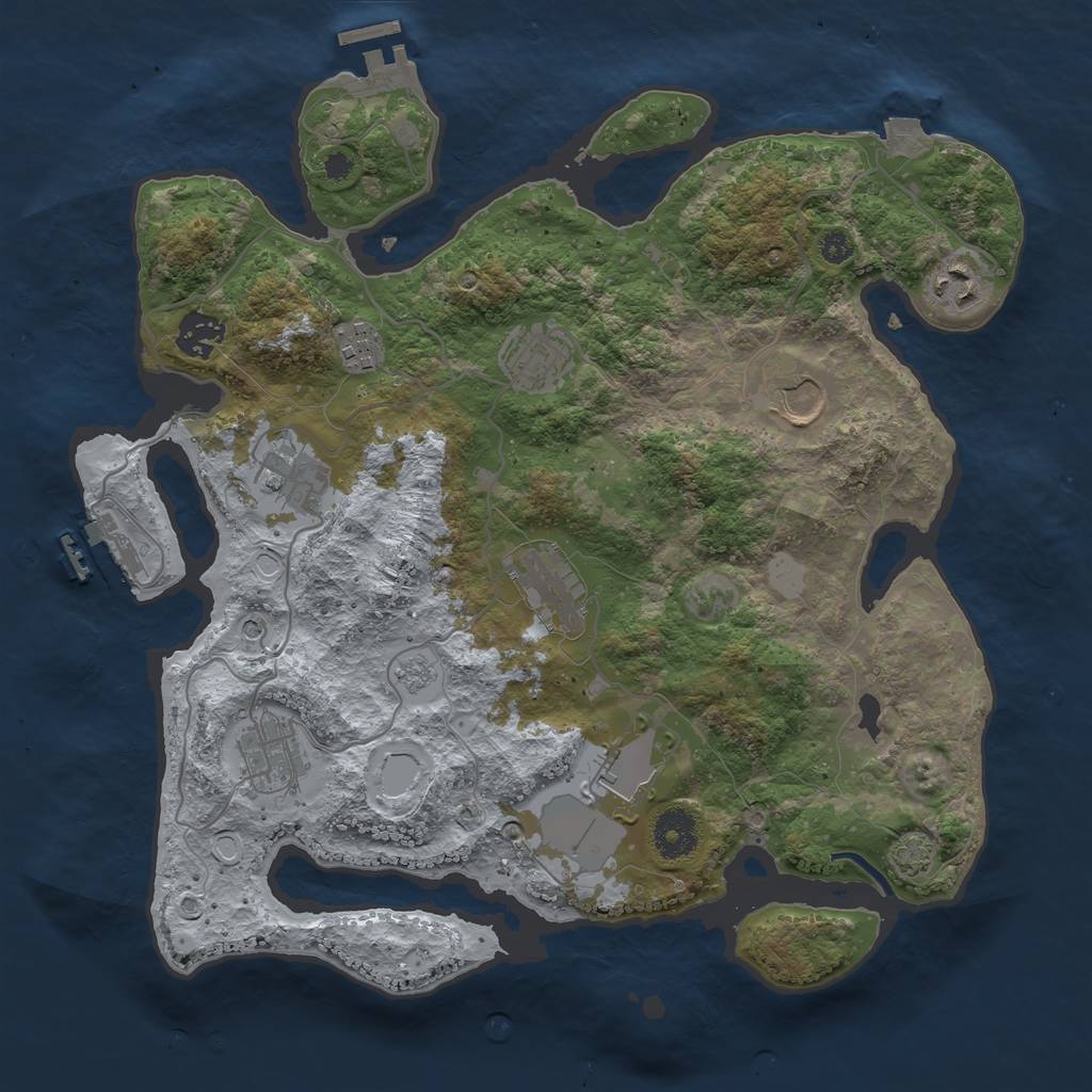 Rust Map: Procedural Map, Size: 3500, Seed: 299186410, 17 Monuments