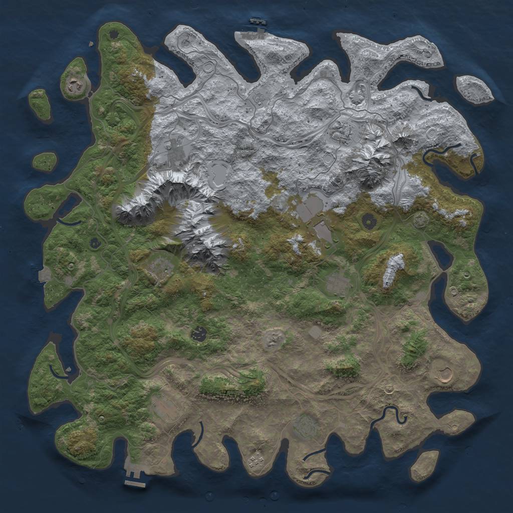 Rust Map: Procedural Map, Size: 5000, Seed: 1046792534, 19 Monuments