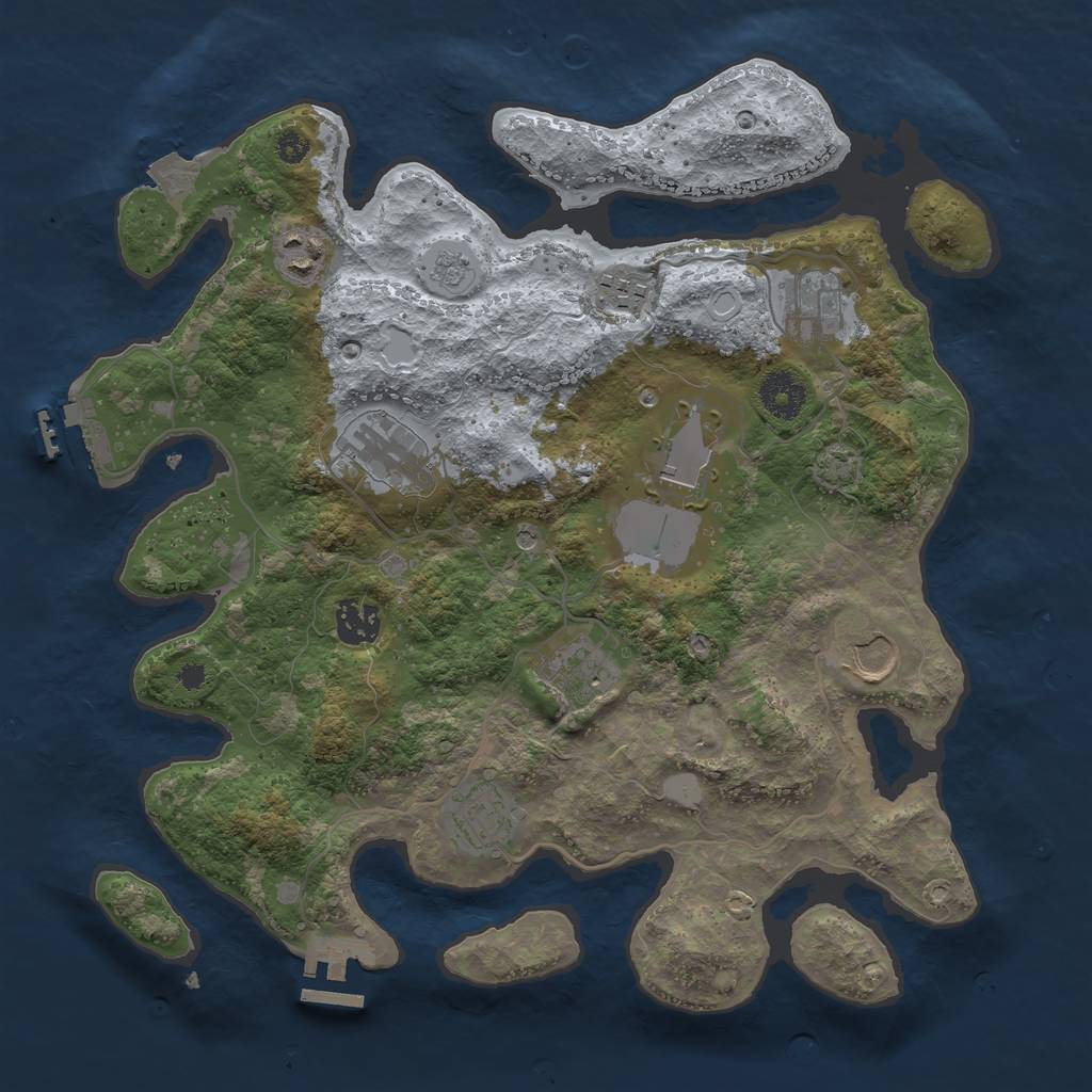 Rust Map: Procedural Map, Size: 3500, Seed: 970395, 17 Monuments