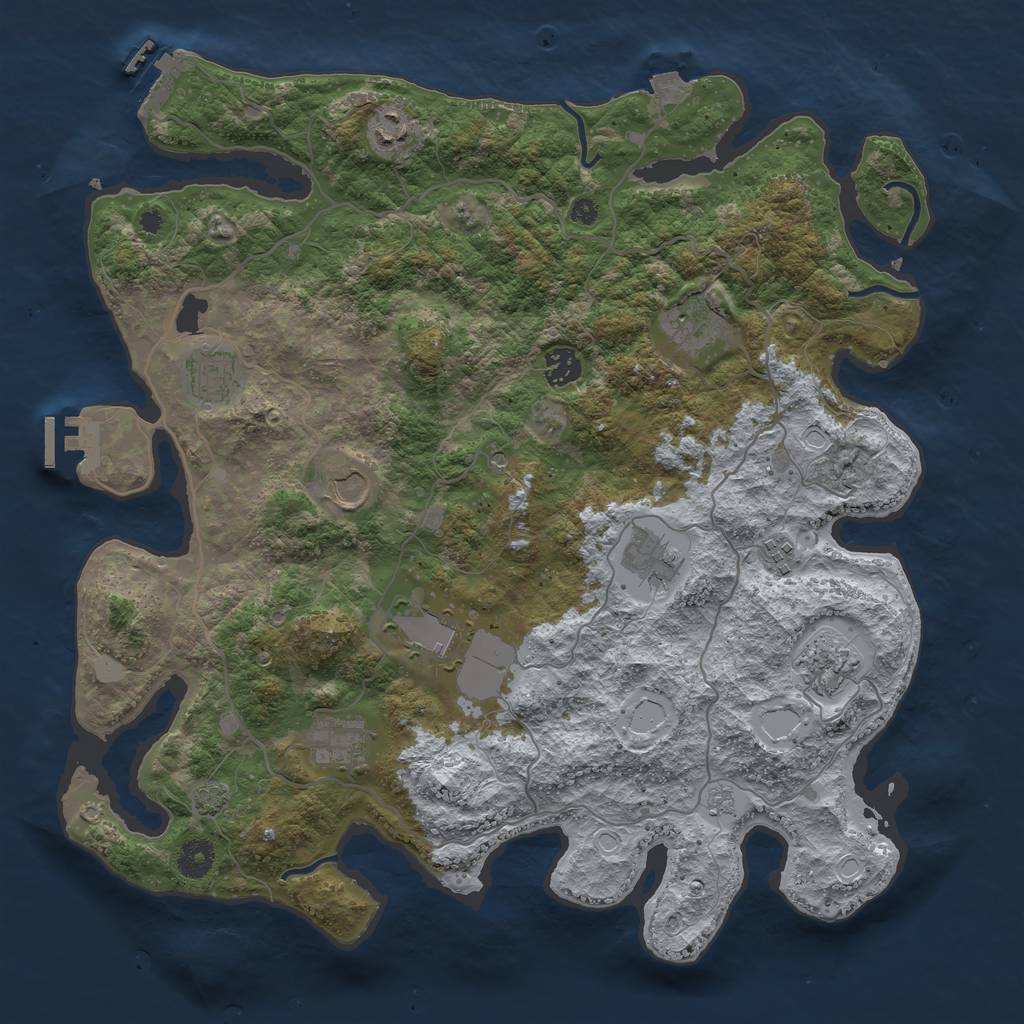 Rust Map: Procedural Map, Size: 4000, Seed: 1970573371, 18 Monuments