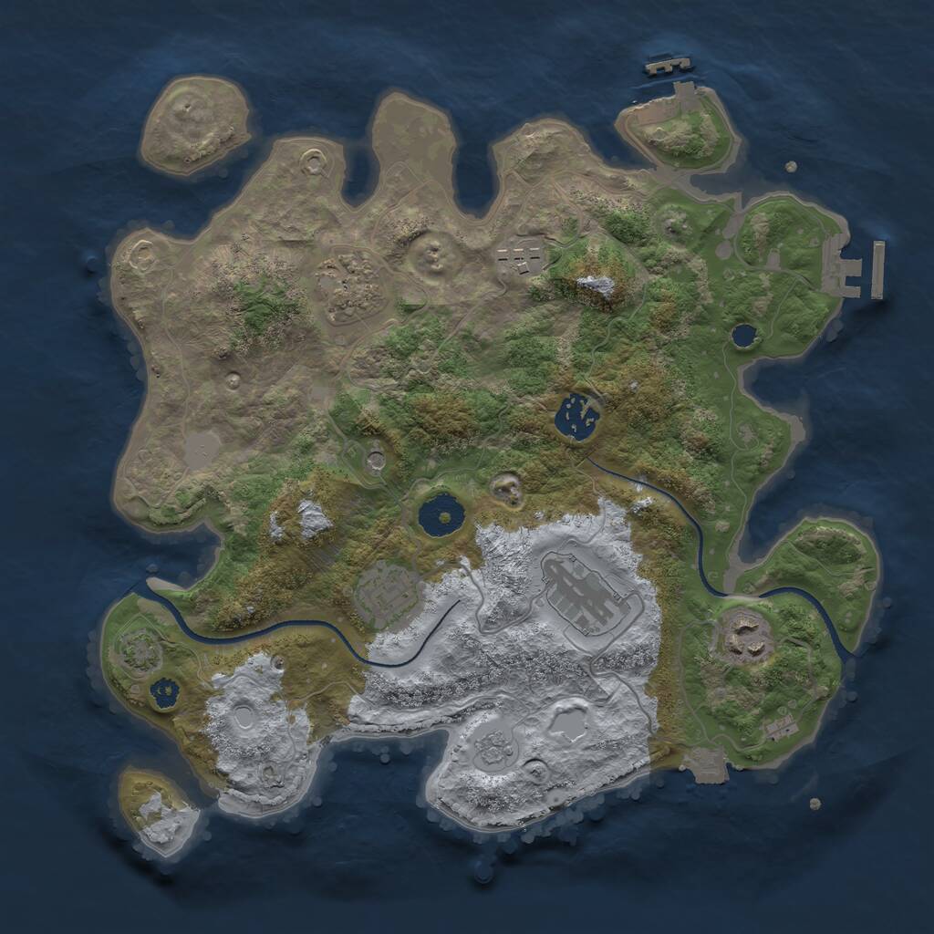 Rust Map: Procedural Map, Size: 3250, Seed: 876205101, 12 Monuments