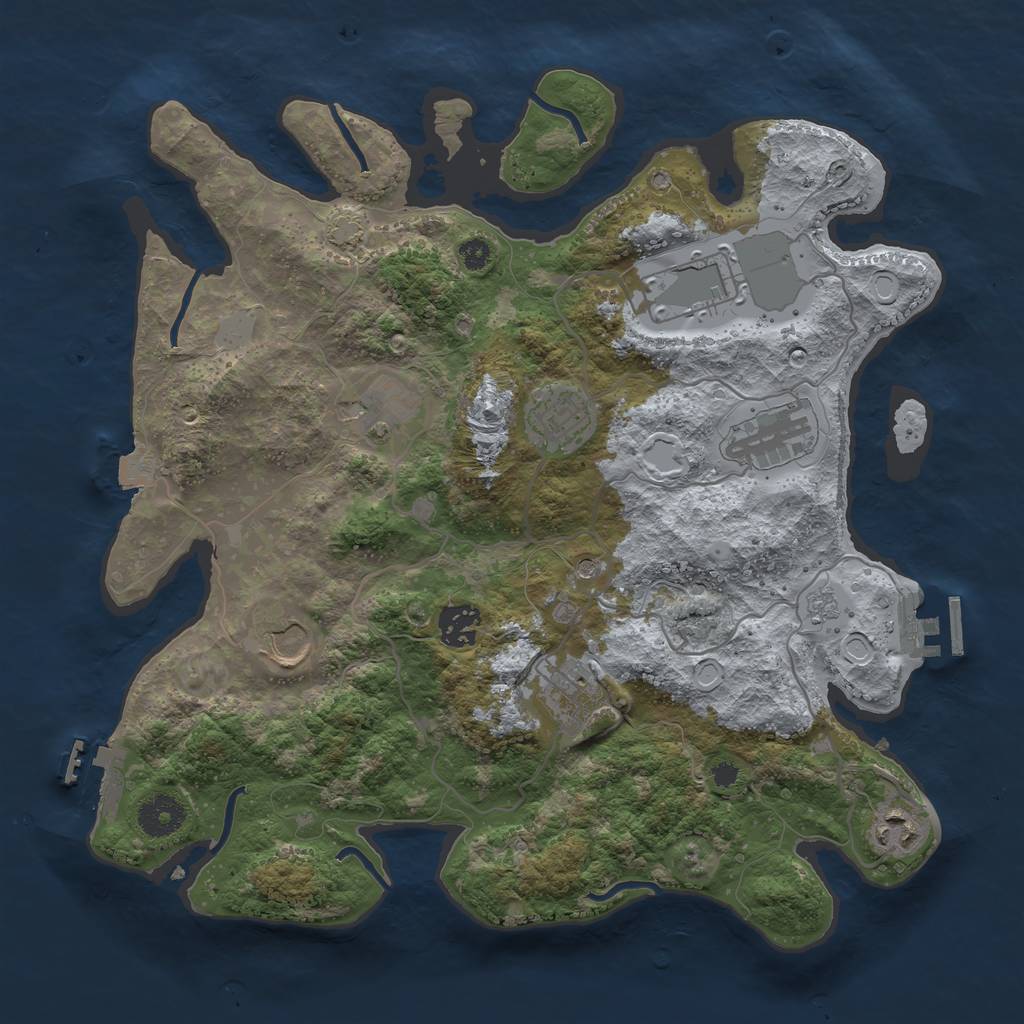 Rust Map: Procedural Map, Size: 3500, Seed: 1976804557, 16 Monuments