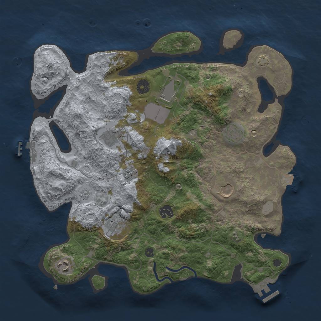Rust Map: Procedural Map, Size: 3500, Seed: 1993157702, 16 Monuments