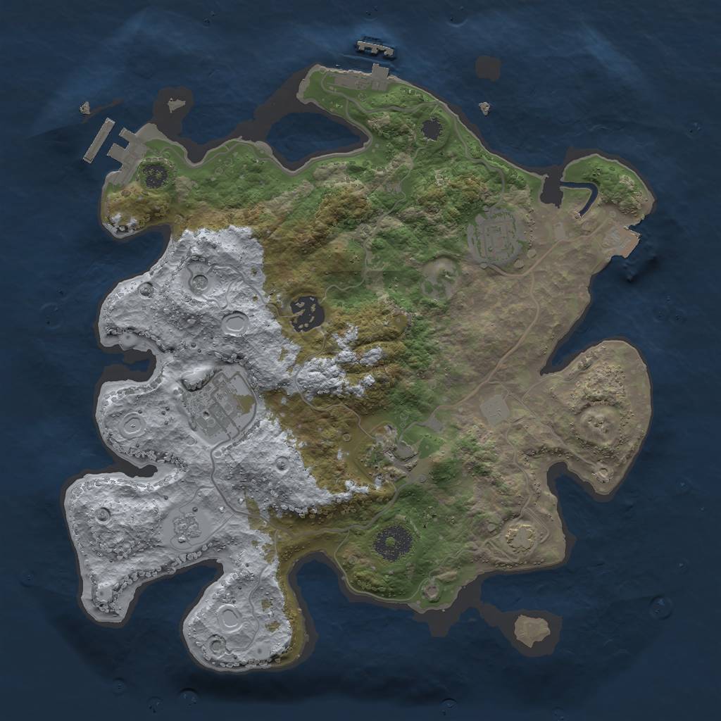 Rust Map: Procedural Map, Size: 3000, Seed: 1327603249, 12 Monuments