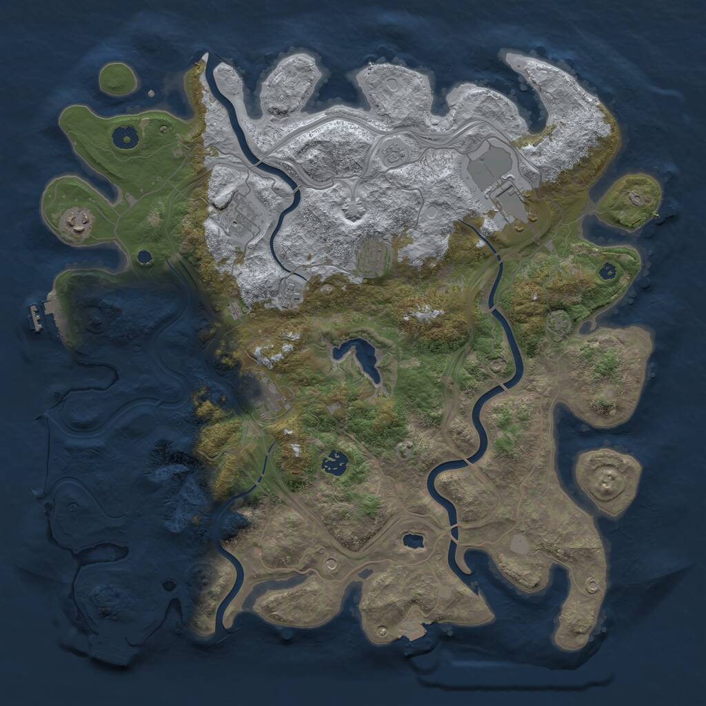 Rust Map: Procedural Map, Size: 4250, Seed: 1317070729, 13 Monuments