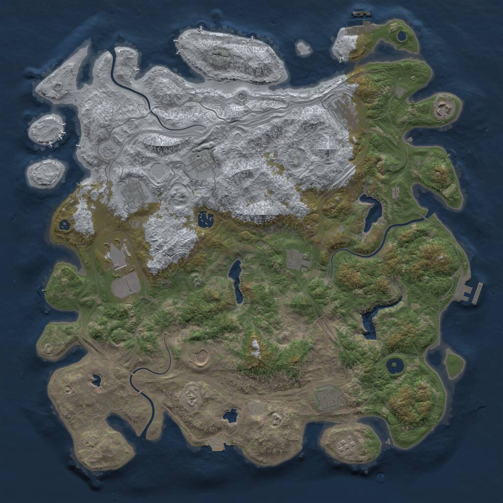 Rust Map: Procedural Map, Size: 4500, Seed: 1519312729, 16 Monuments