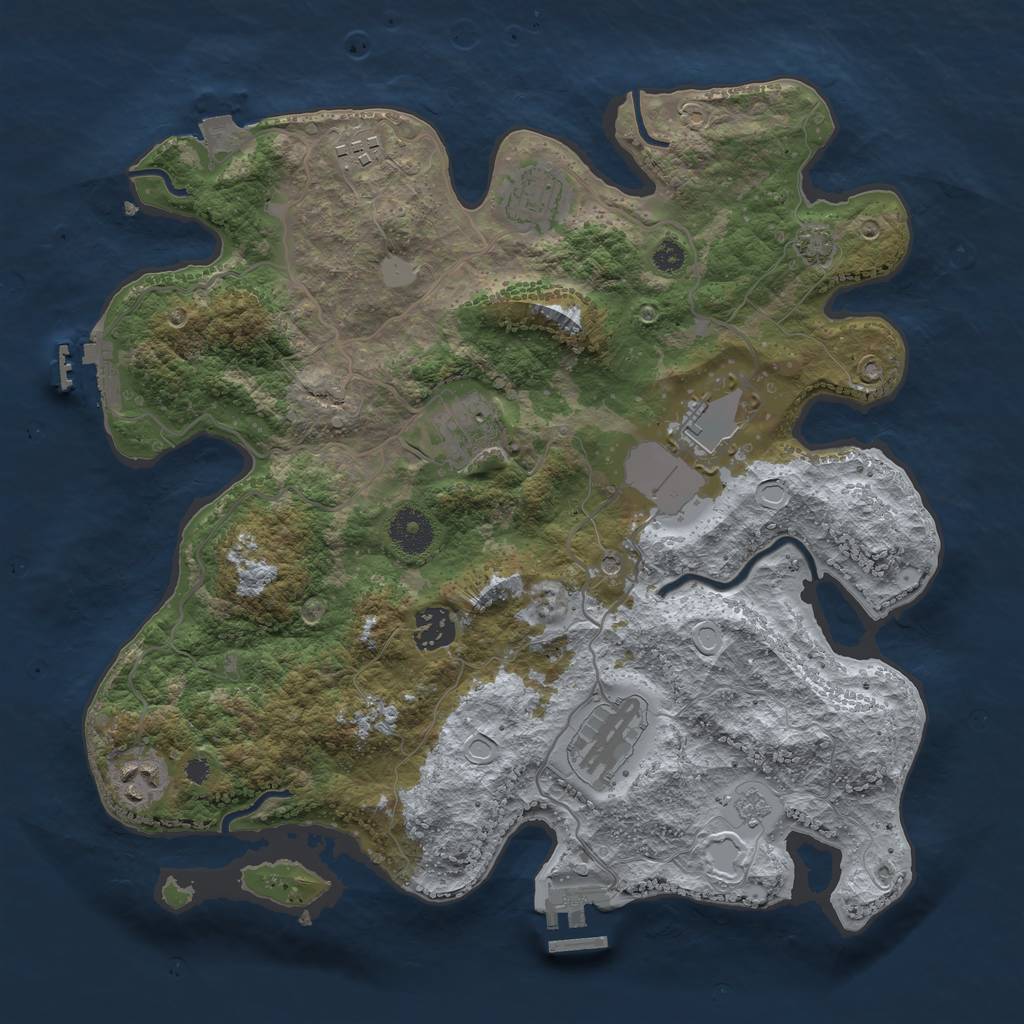 Rust Map: Procedural Map, Size: 3500, Seed: 1513489120, 15 Monuments