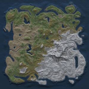 Thumbnail Rust Map: Procedural Map, Size: 5000, Seed: 68736629, 16 Monuments