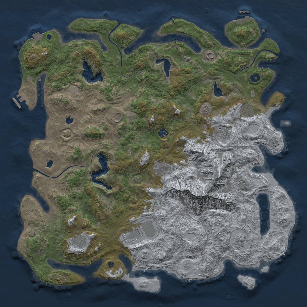 Rust Map: Procedural Map, Size: 5000, Seed: 68736629, 16 Monuments