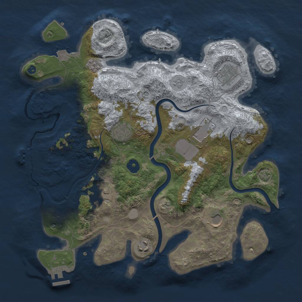 Rust Map: Procedural Map, Size: 3500, Seed: 226888539, 13 Monuments