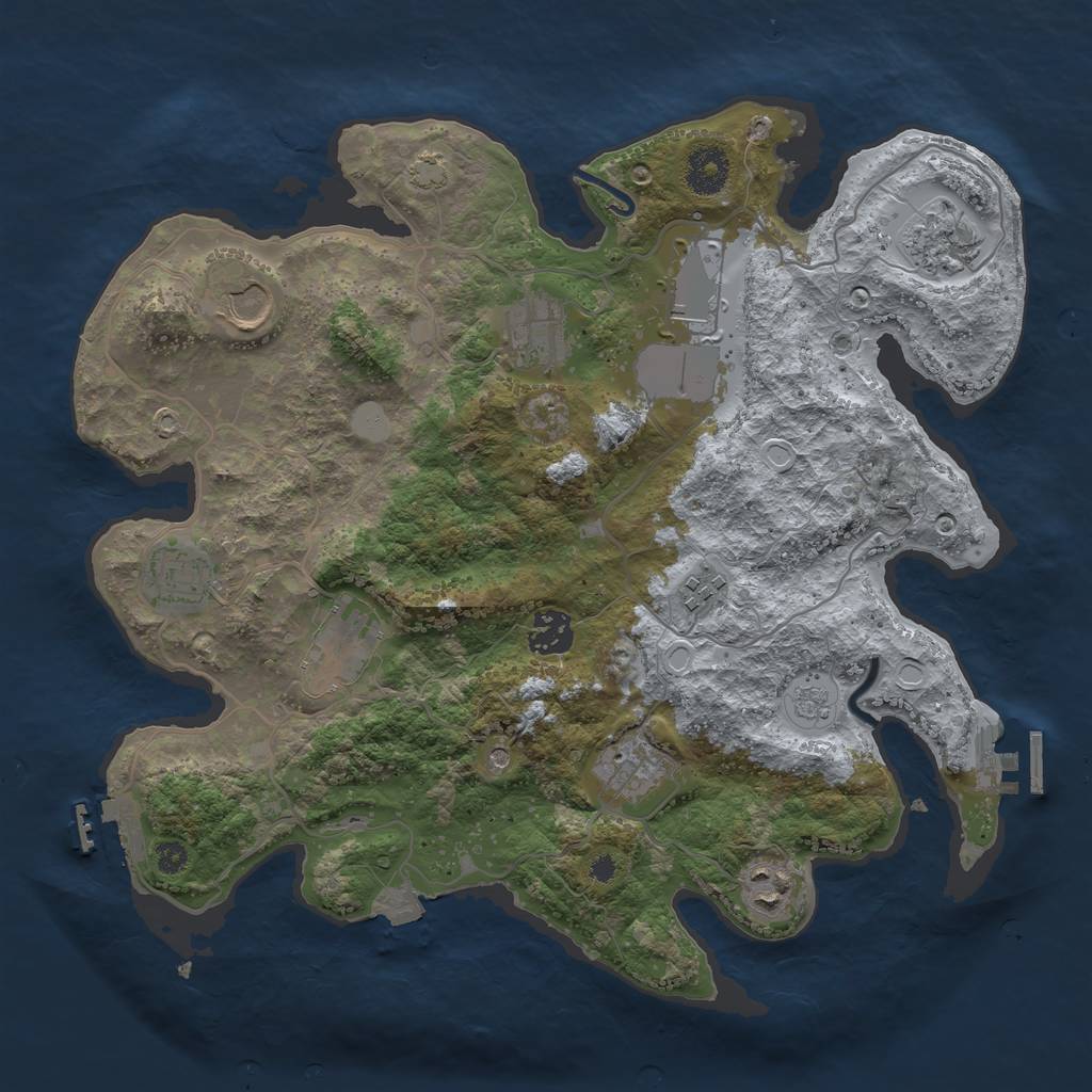 Rust Map: Procedural Map, Size: 3500, Seed: 1675854740, 18 Monuments