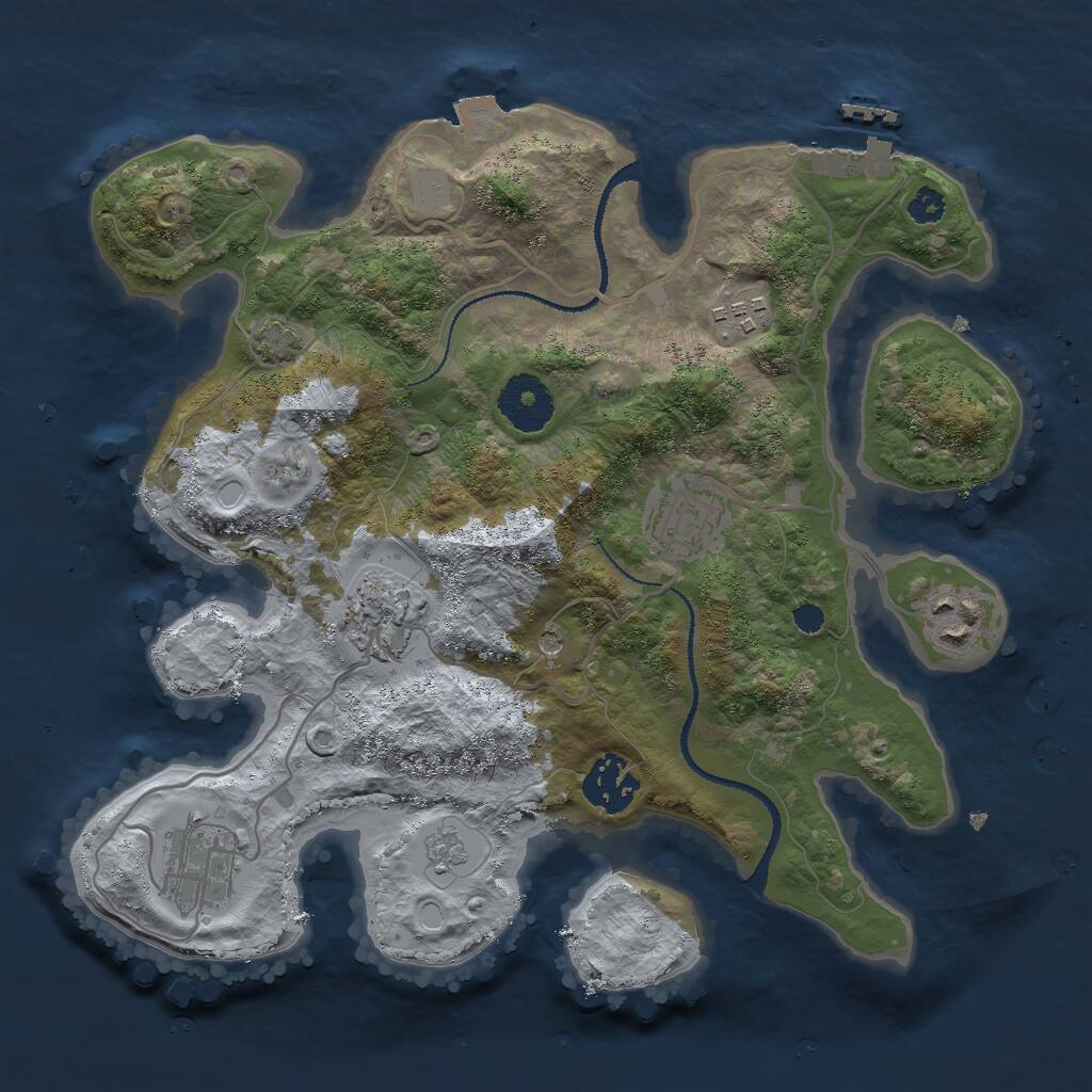 Rust Map: Procedural Map, Size: 3000, Seed: 629622579, 11 Monuments