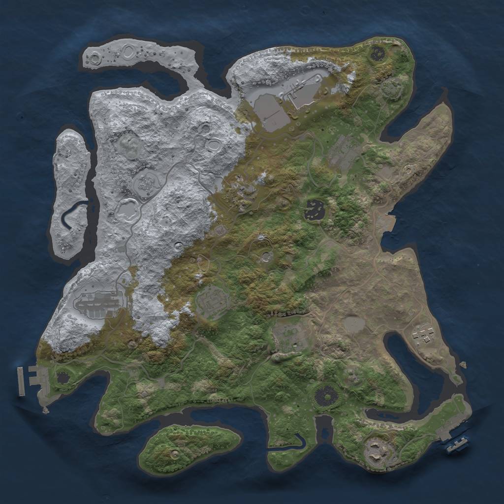 Rust Map: Procedural Map, Size: 3500, Seed: 1599006456, 17 Monuments