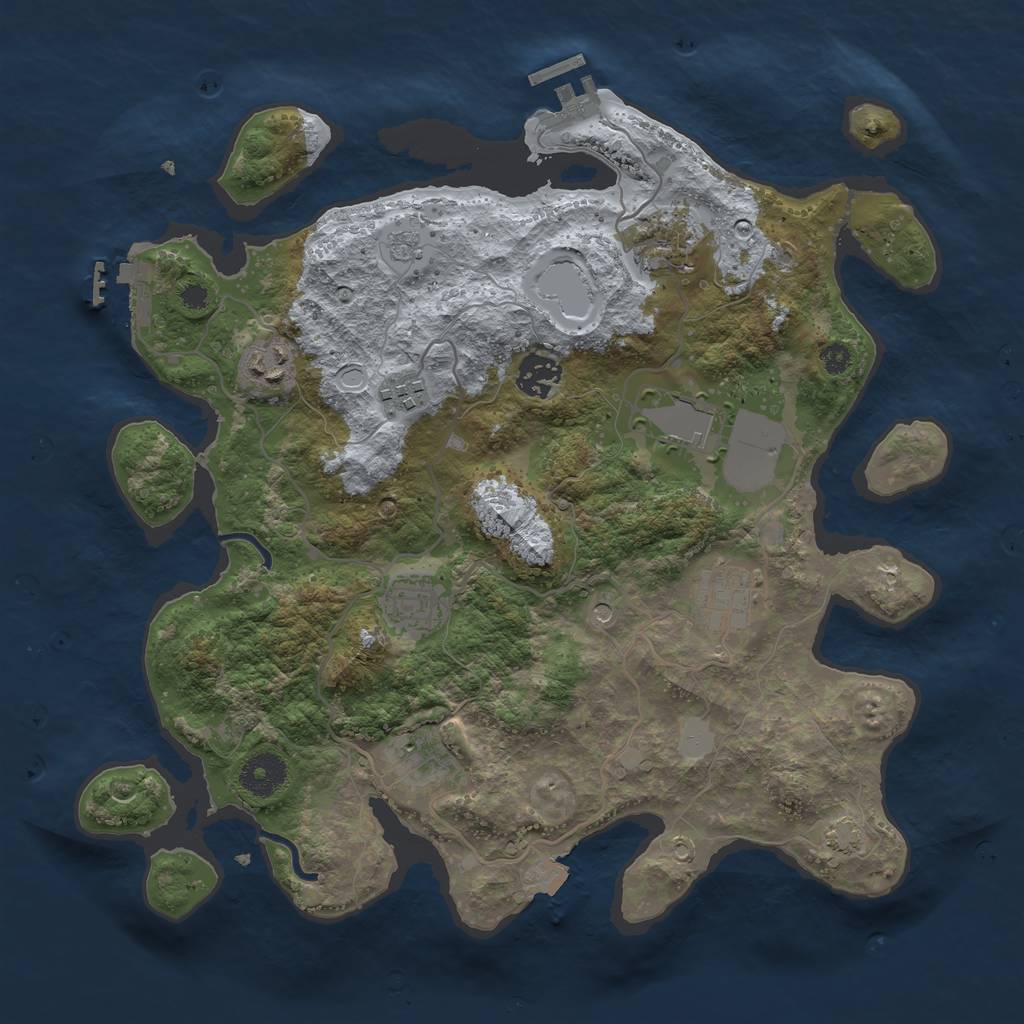Rust Map: Procedural Map, Size: 3500, Seed: 1108079880, 16 Monuments