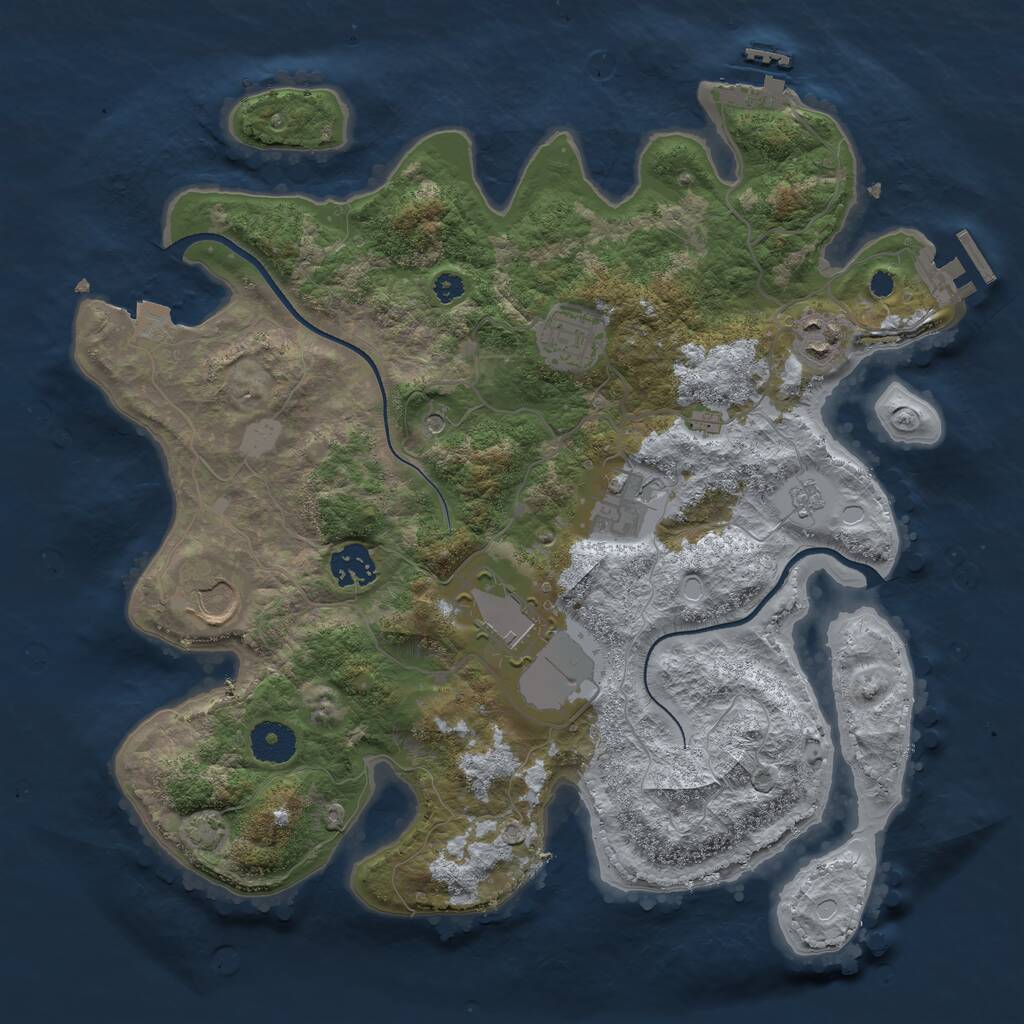 Rust Map: Procedural Map, Size: 3500, Seed: 710407226, 12 Monuments