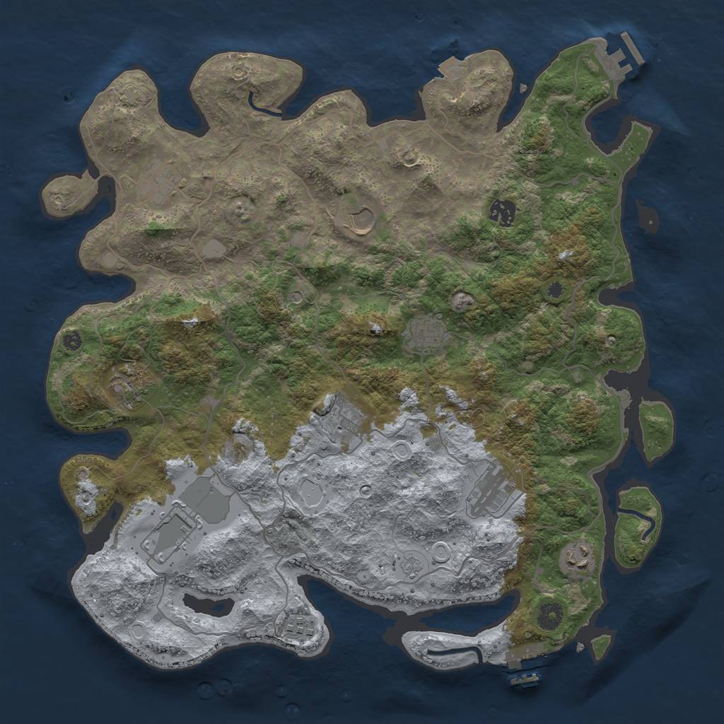 Rust Map: Procedural Map, Size: 4000, Seed: 990583370, 18 Monuments