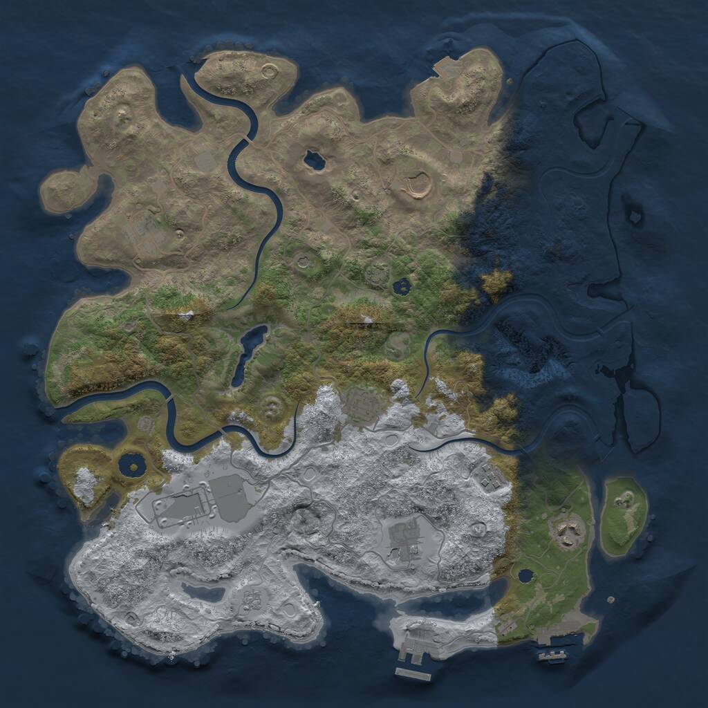 Rust Map: Procedural Map, Size: 4000, Seed: 990583370, 13 Monuments