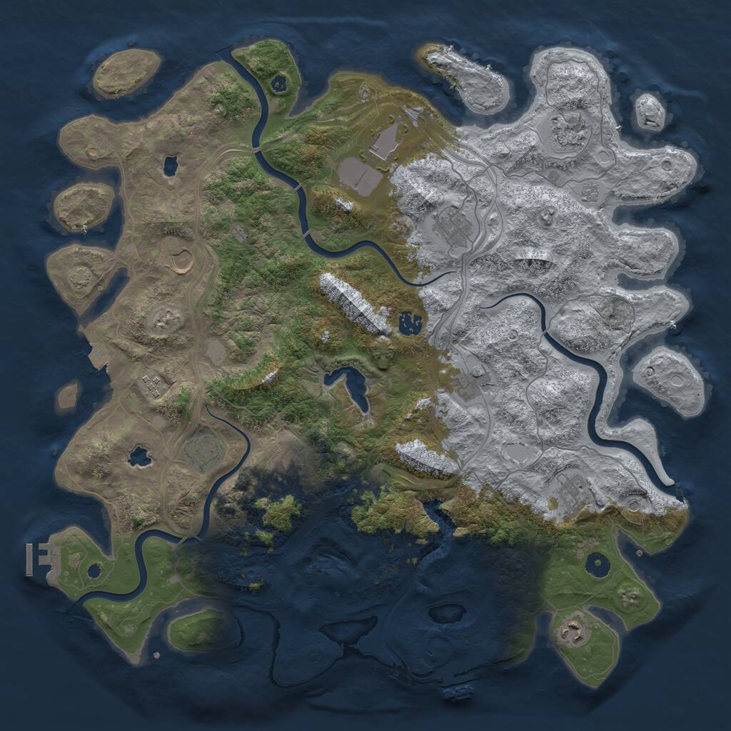 Rust Map: Procedural Map, Size: 4500, Seed: 353678619, 17 Monuments