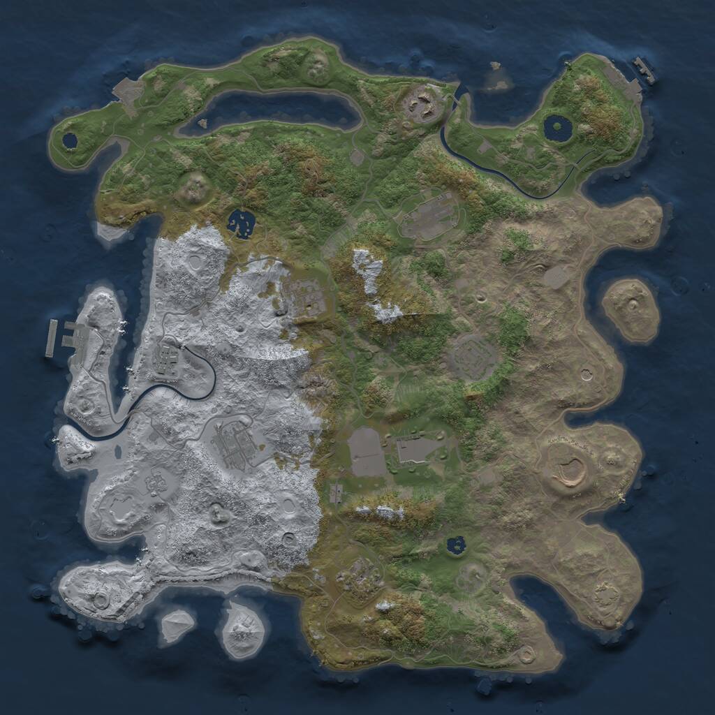 Rust Map: Procedural Map, Size: 3800, Seed: 1235030975, 16 Monuments