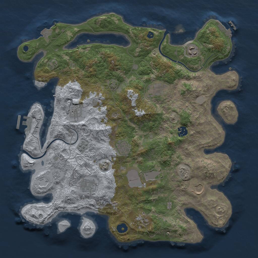 Rust Map: Procedural Map, Size: 3800, Seed: 1235030975, 16 Monuments
