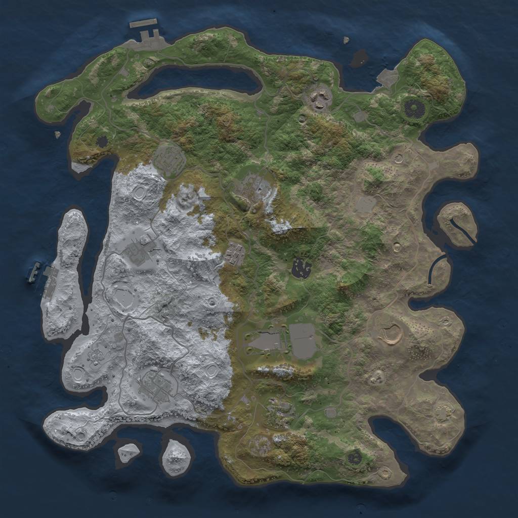 Rust Map: Procedural Map, Size: 3800, Seed: 1235030975, 18 Monuments