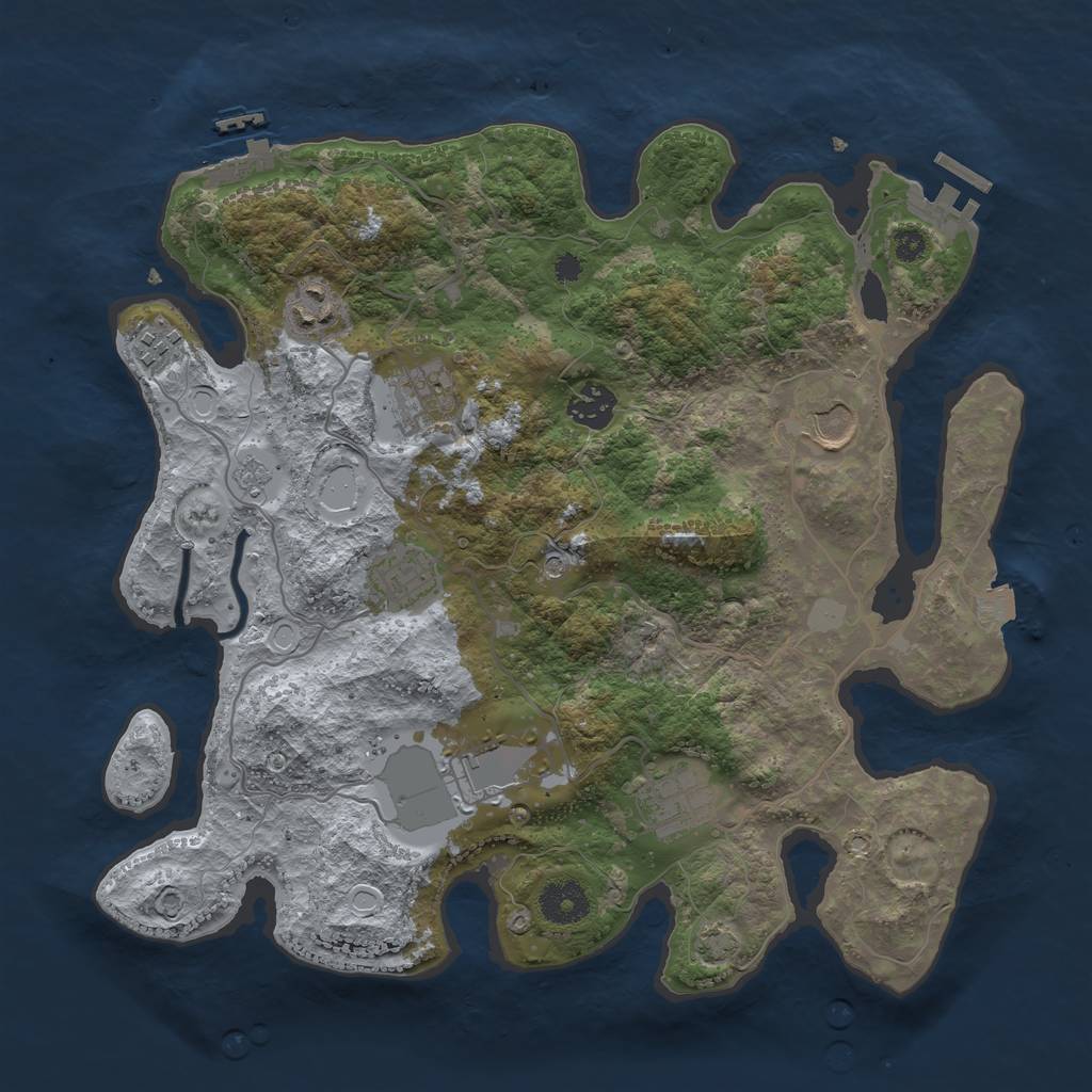 Rust Map: Procedural Map, Size: 3500, Seed: 82626, 16 Monuments