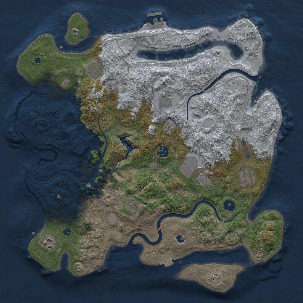 Rust Map: Procedural Map, Size: 4000, Seed: 570561740, 14 Monuments