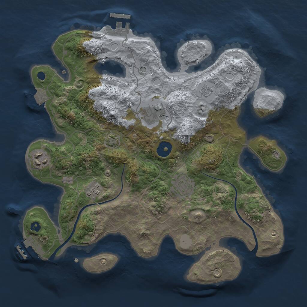 Rust Map: Procedural Map, Size: 3000, Seed: 1860212884, 10 Monuments