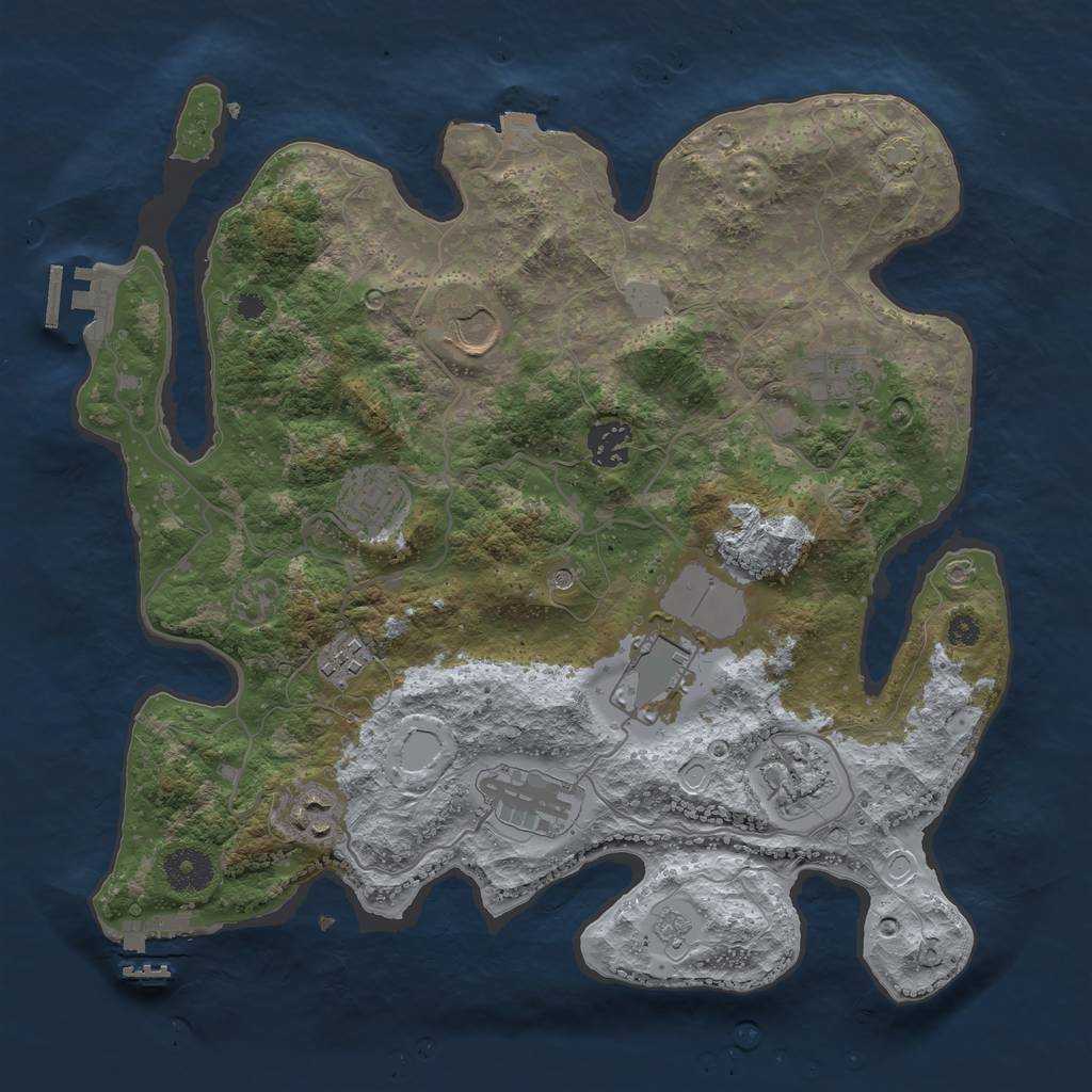 Rust Map: Procedural Map, Size: 3500, Seed: 1570598731, 17 Monuments