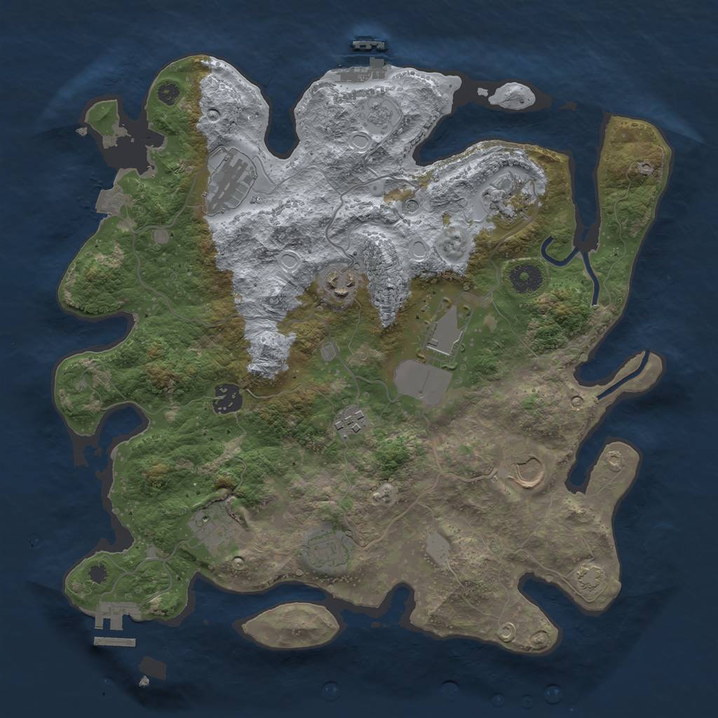 Rust Map: Procedural Map, Size: 3500, Seed: 295371635, 17 Monuments