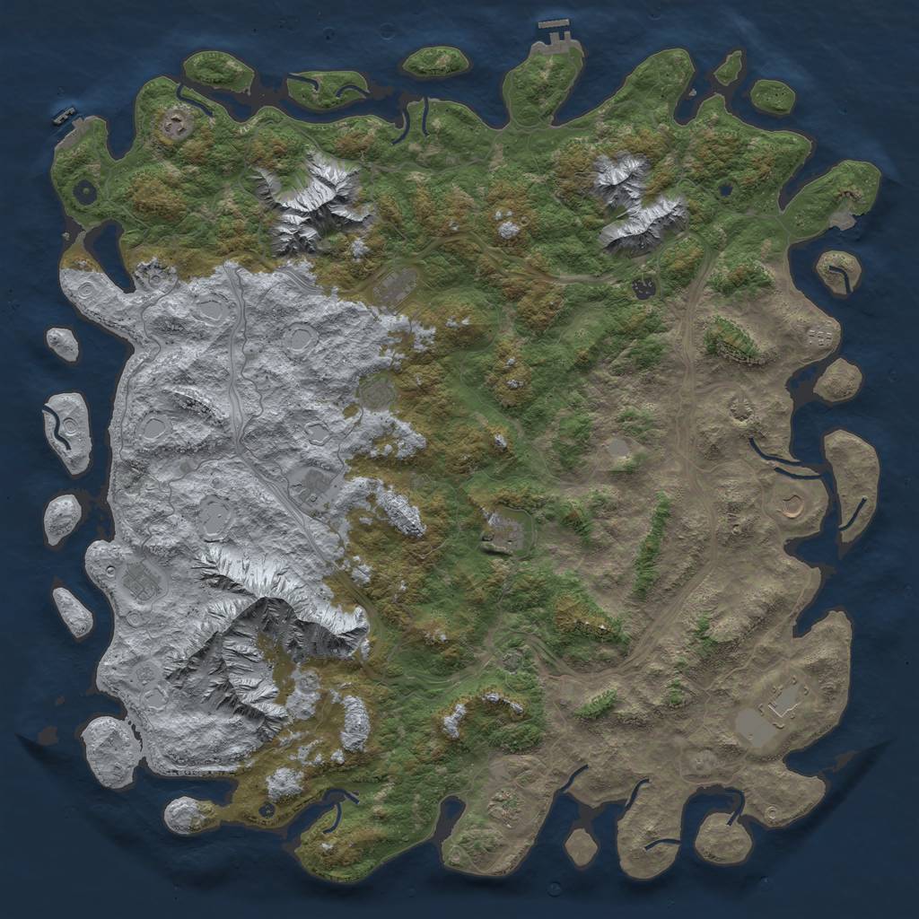 Rust Map: Procedural Map, Size: 6000, Seed: 729203521, 19 Monuments