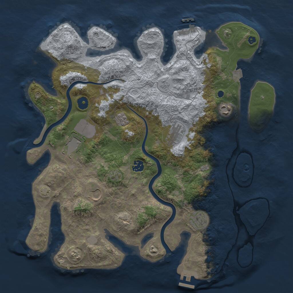 Rust Map: Procedural Map, Size: 3750, Seed: 233, 13 Monuments
