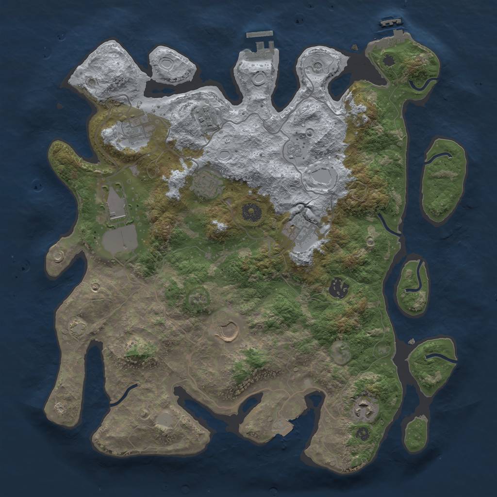 Rust Map: Procedural Map, Size: 3750, Seed: 233, 16 Monuments