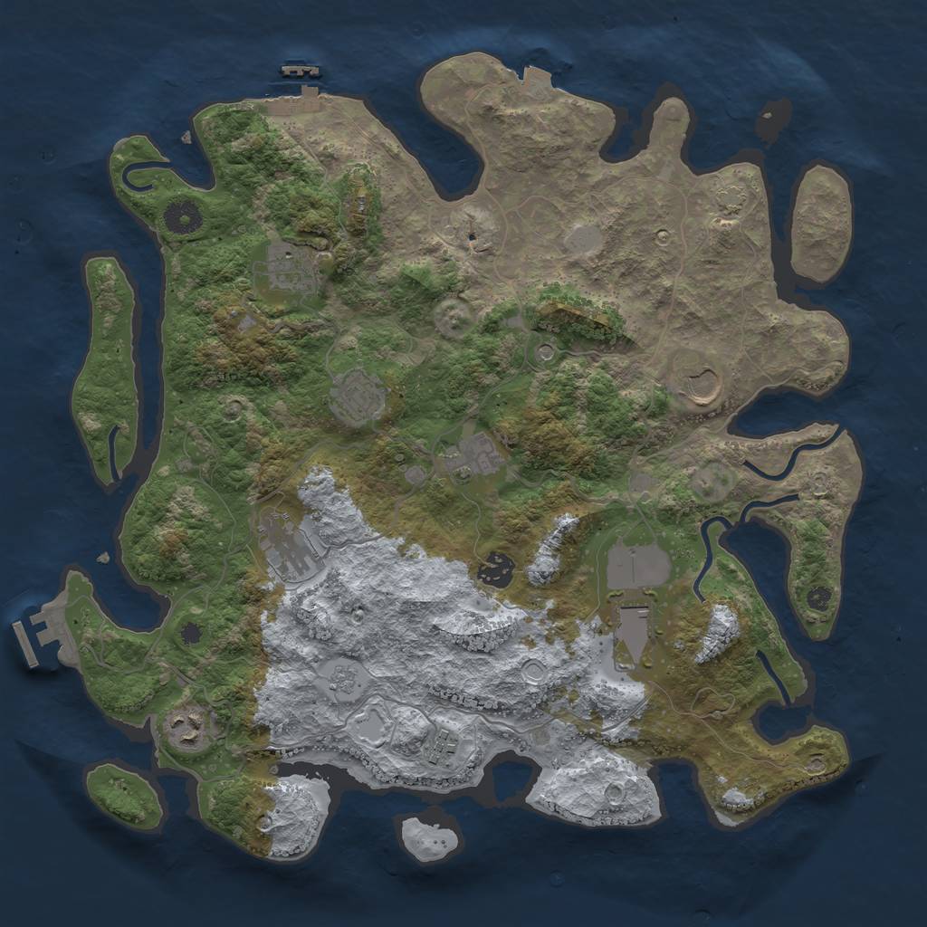 Rust Map: Procedural Map, Size: 3875, Seed: 492413264, 17 Monuments