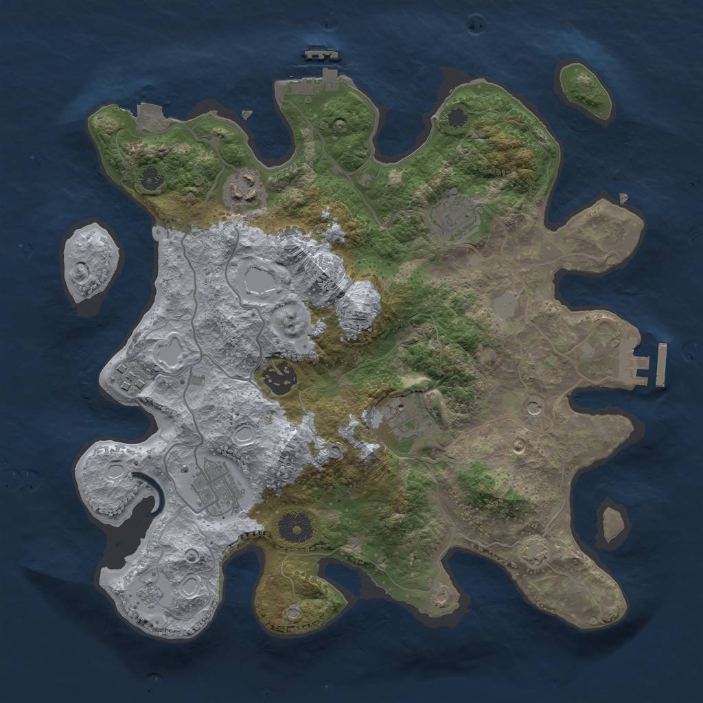 Rust Map: Procedural Map, Size: 3250, Seed: 974605231, 14 Monuments