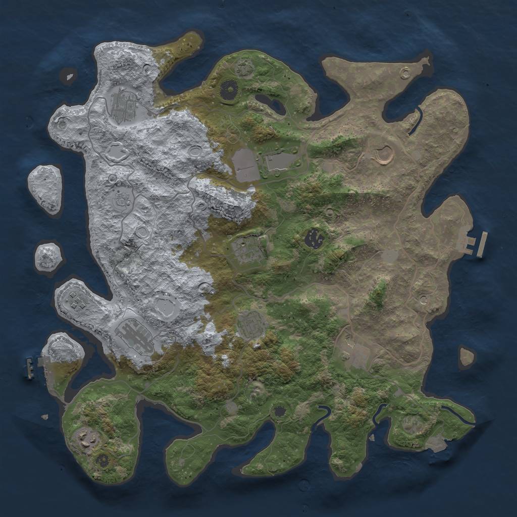 Rust Map: Procedural Map, Size: 4000, Seed: 9225644, 18 Monuments