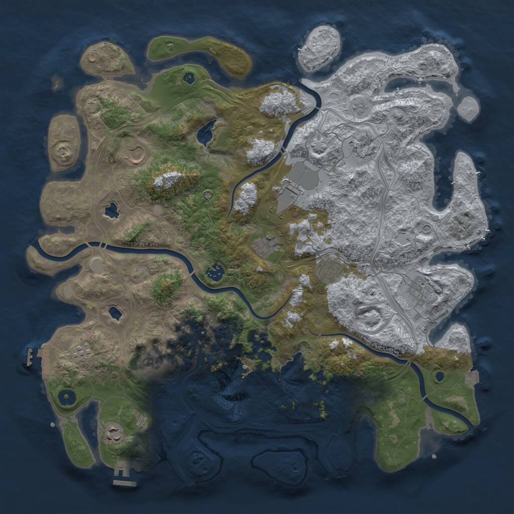 Rust Map: Procedural Map, Size: 4500, Seed: 291622144, 16 Monuments