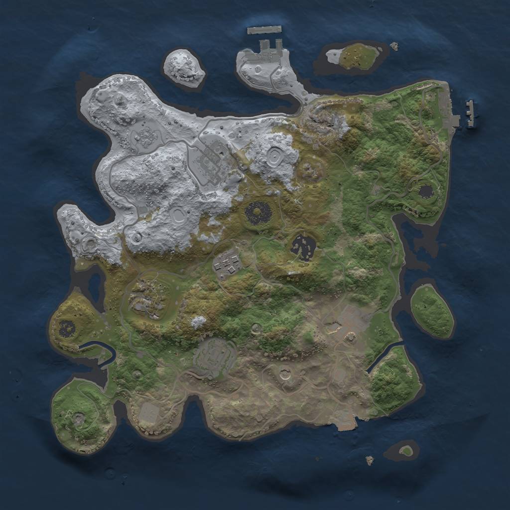 Rust Map: Procedural Map, Size: 3000, Seed: 1404247571, 13 Monuments