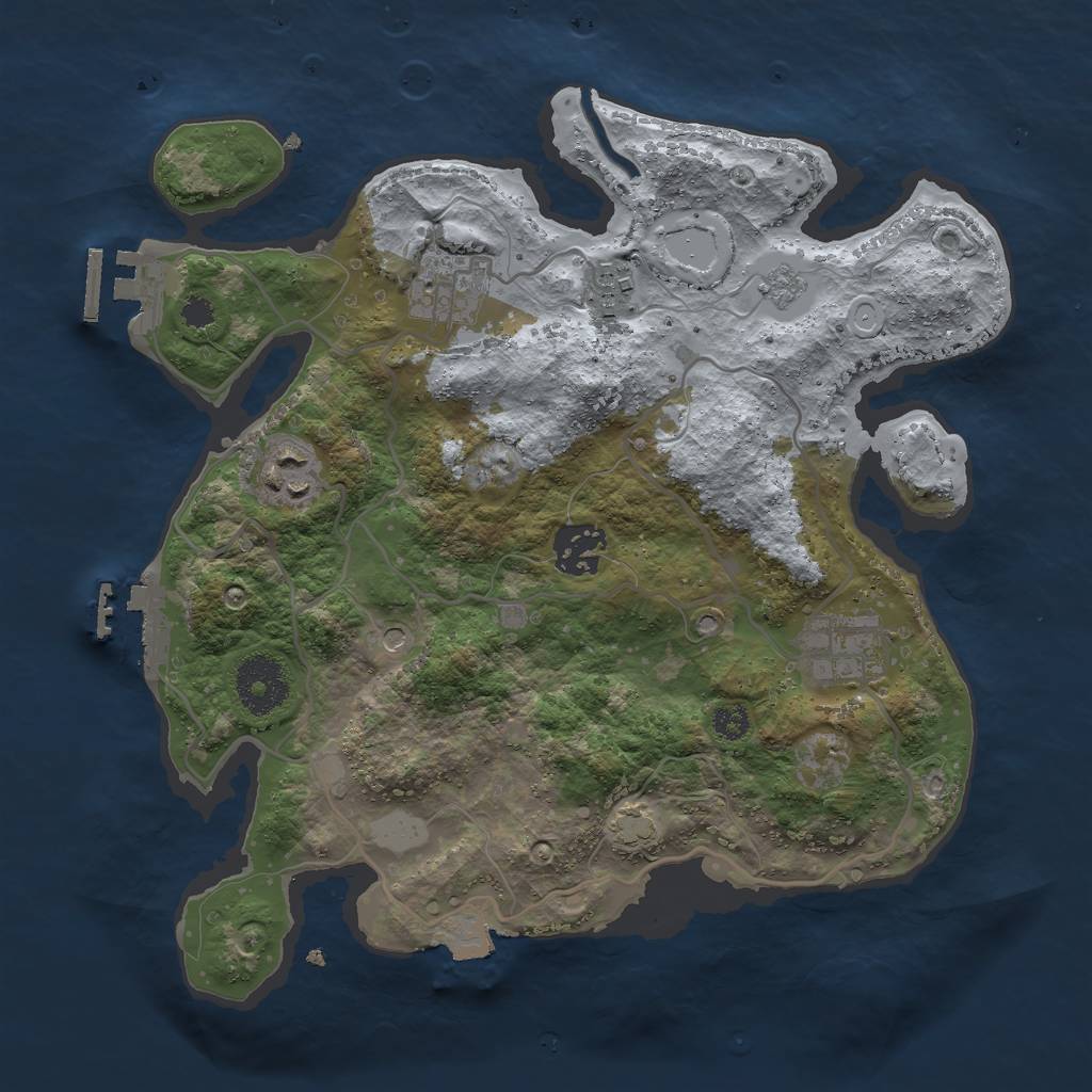 Rust Map: Procedural Map, Size: 3000, Seed: 43947, 13 Monuments