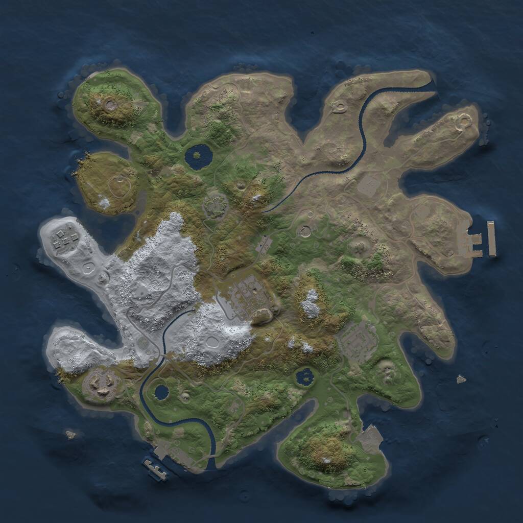 Rust Map: Procedural Map, Size: 3000, Seed: 696954, 9 Monuments