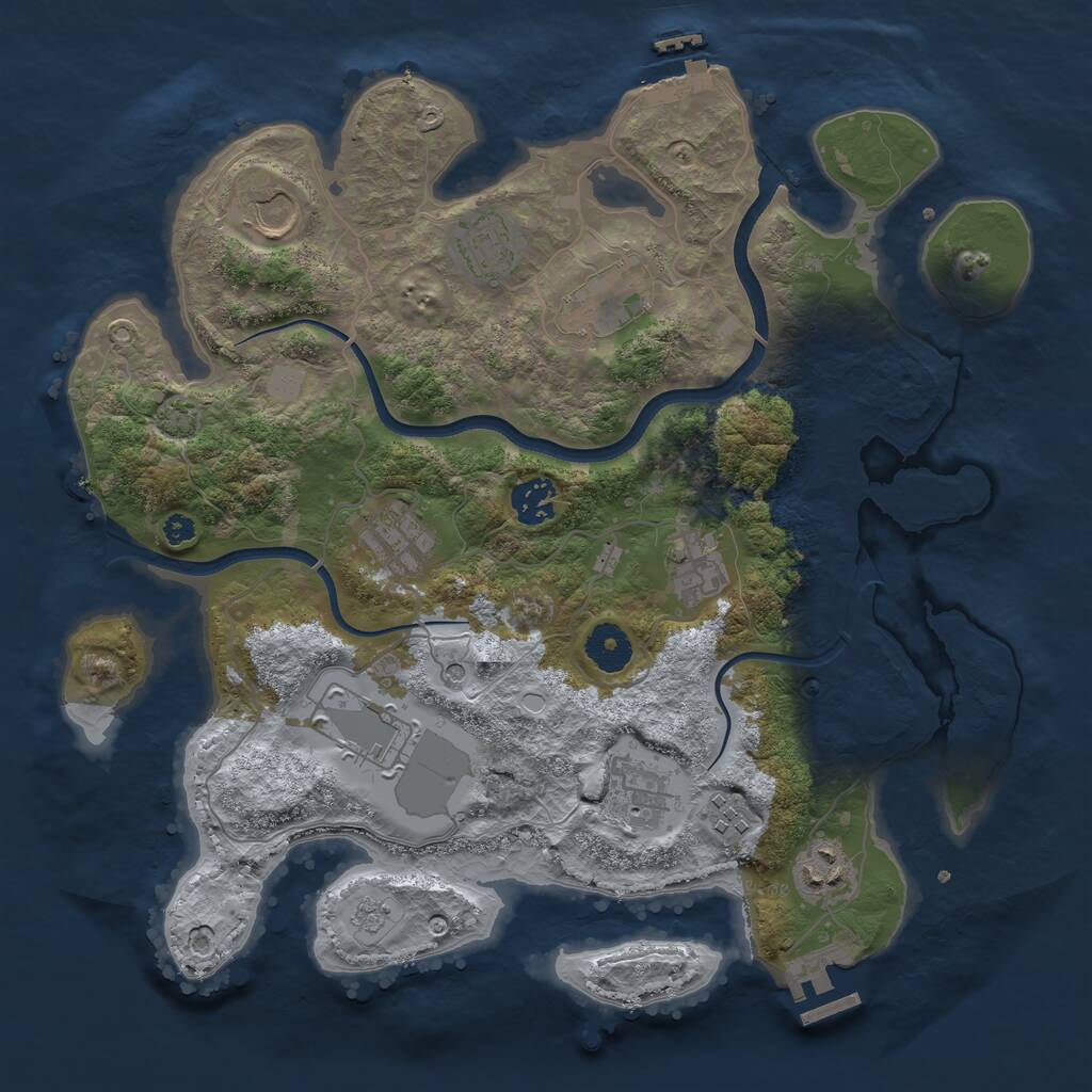 Rust Map: Procedural Map, Size: 3550, Seed: 4934666, 16 Monuments