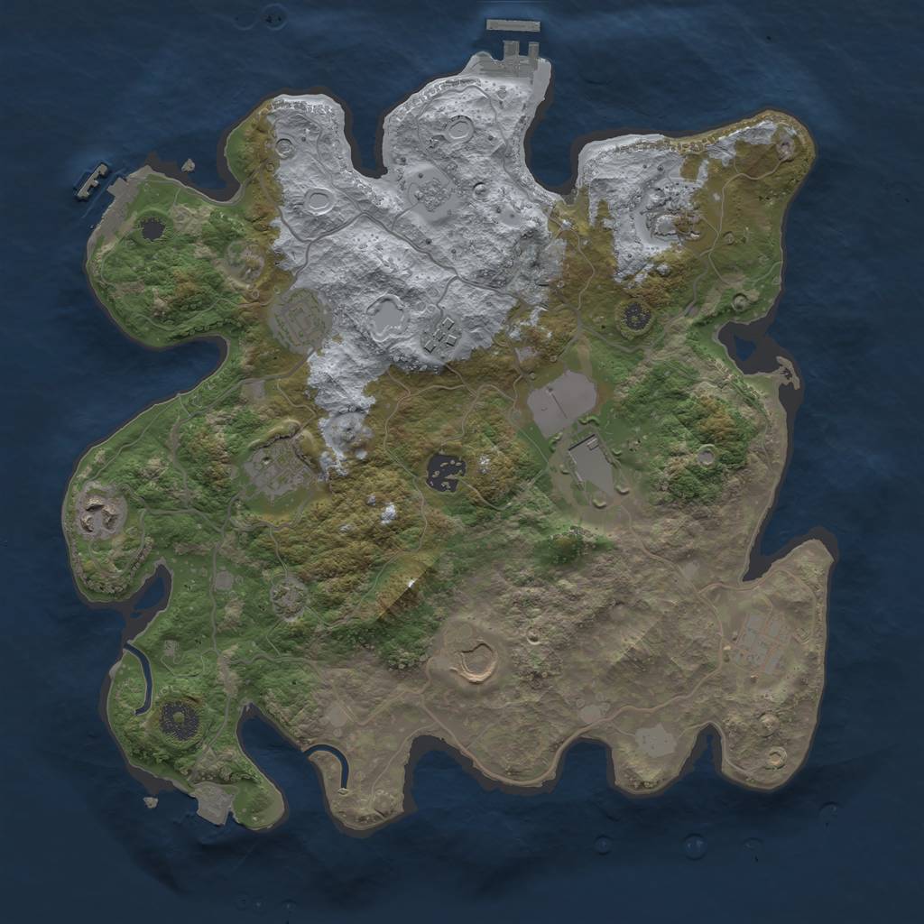 Rust Map: Procedural Map, Size: 3500, Seed: 707433326, 17 Monuments